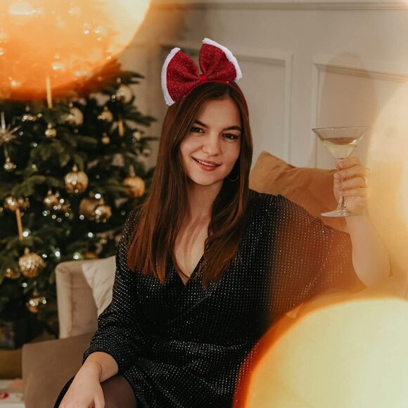 Oversized Glitter Bow Headband Girls Soft Accessories for Christmas Party